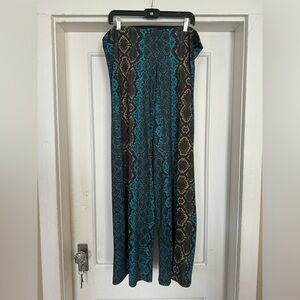 Nally & Millie Snakeskin Print Easy Pants Size L / XL Elastic Waistband Wide Leg
